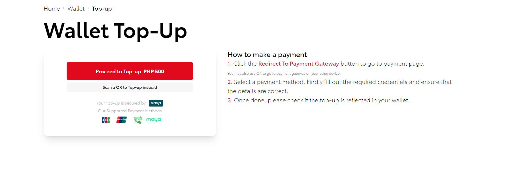 Top-up page